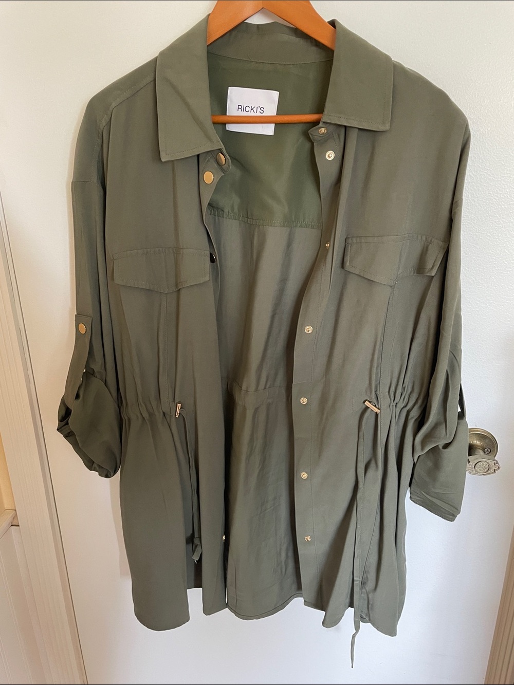 Ricki's Olive Utility Shirt Jacket with Drawcord Waist